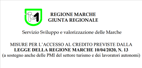 Misure per l'accesso al credito previste dalla Regione Marche anche a favore del settore turismo
