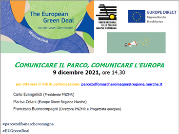 Evento online “Comunicare il parco, comunicare l’Europa” #EUGreenDeal - 9 dicembre 2021  - ore 14.30