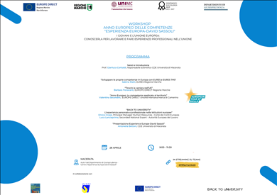 Workshop Anno Europeo delle Competenze. “Esperienza Europa – David Sassoli - 28 aprile 2023 