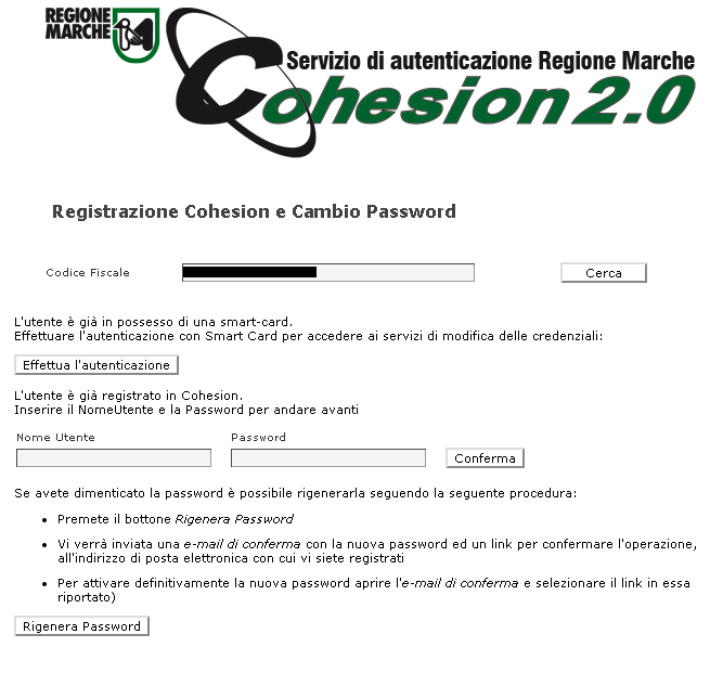 Maschera di modifica password. Possibile annche rigenerare nuova password. Maschera di modifica password. Possibile annche rigenerare nuova password.
