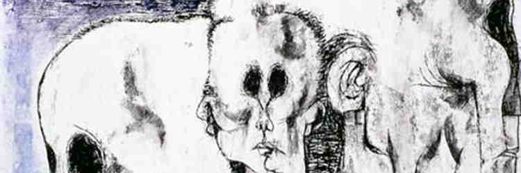 Tulio Pericoli, Testa d’uomo di profilo, tempera inchiostro di china su carta, 1964, Ascoli Piceno