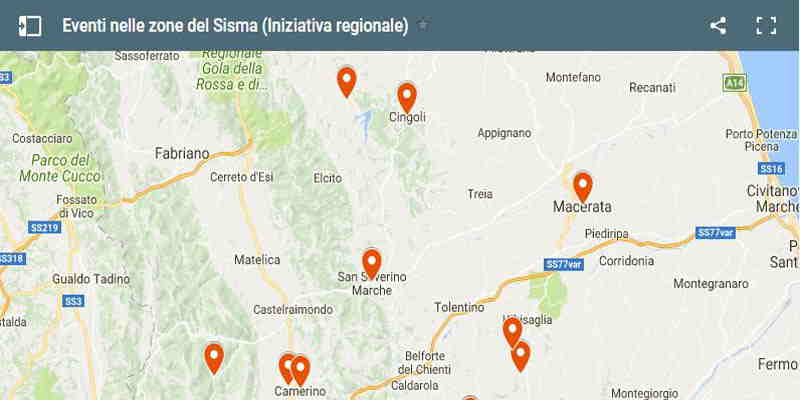 mappa eventi nelle zone del sisma iniziativa regionale