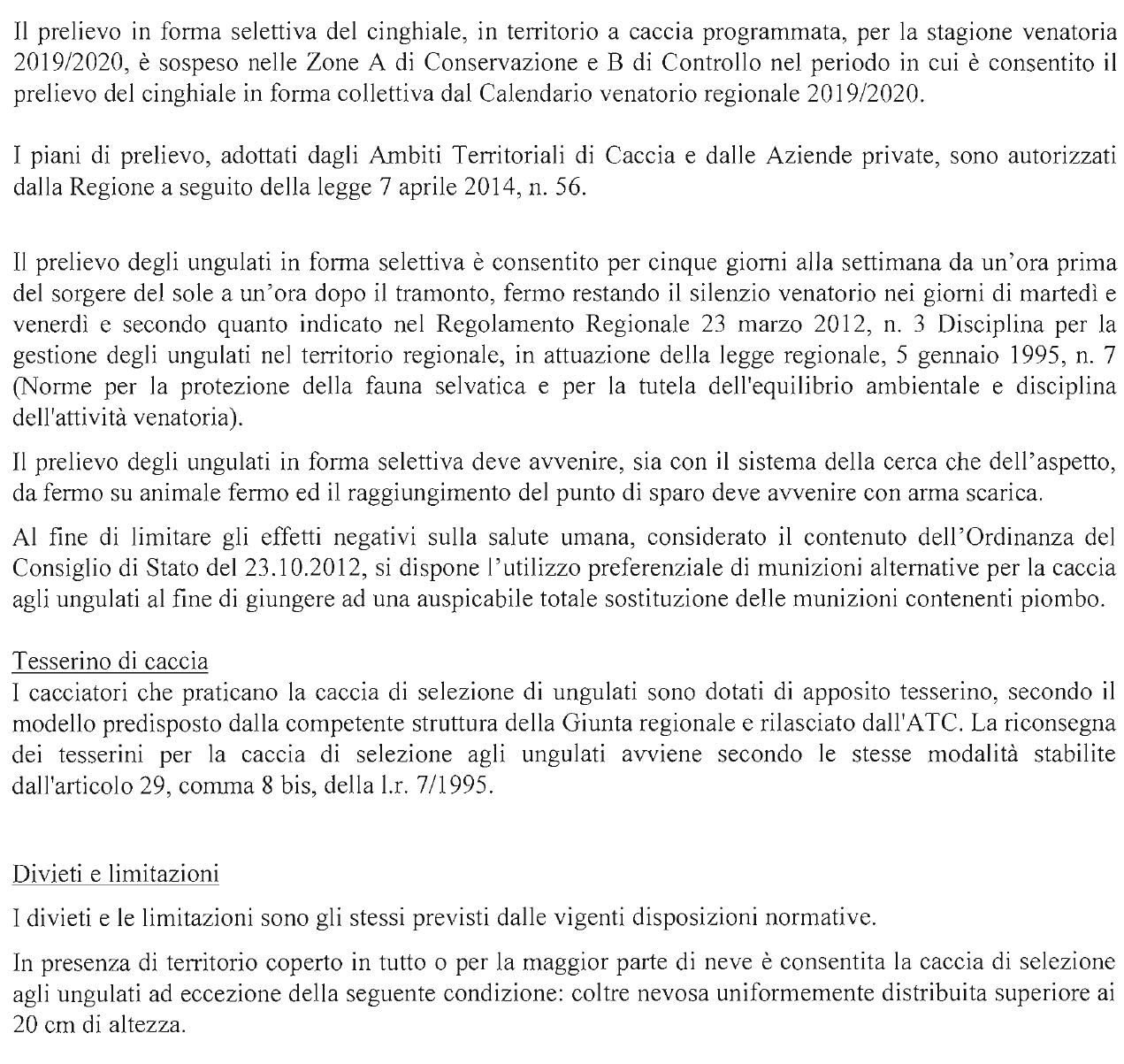 note calendario ungulati 2019-2020 all. A DGR 465 del 16/04/19