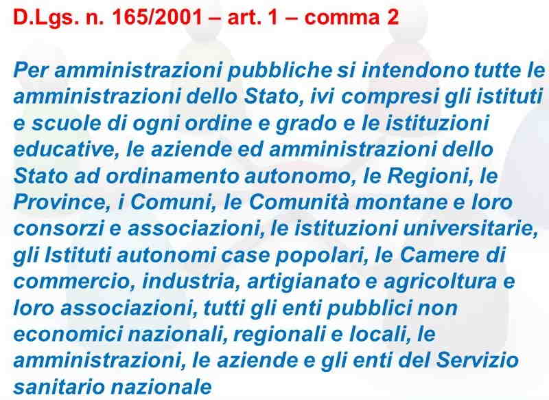 Pubbliche Amministrazioni ai sensi del D.Lgs. n 165/2001 art. 1 comma 2