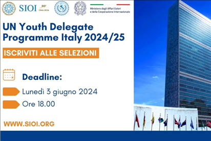 Programma ONU per giovani delegati italiani con il bando UNYDP Italy 2024/25