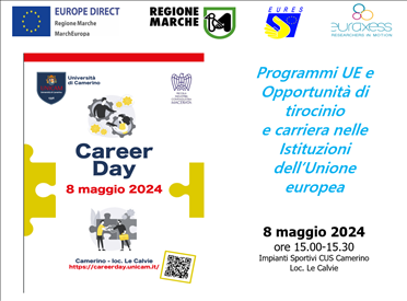 Career Day Università di Camerino, 8 maggio 2024 ore 9.30 - presso gli impianti sportivi in località Le Calvie, Camerino