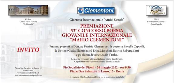 Premiazione 53 Concorso poesia giovanile internazionale Mario Clementoni