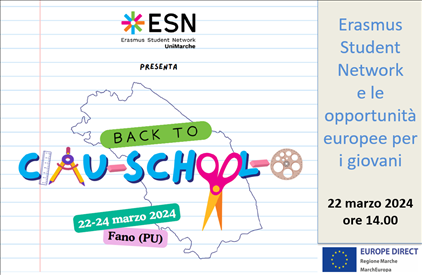 Dal 22 al 24 marzo 2024 non perdere l'appuntamento con “Back to School -o” (Scuola di coordinamento) dedicato alle opportunità europee per i giovani