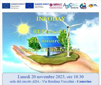 20 novembre 2023, ore 10.30 - Infoday “REPowerEU e le misure UE contro il caro-bollette”
