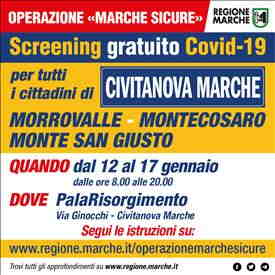 Parte lo screening nella zona di Civitanova Marche: dal 12 al 17 gennaio presso il PalaRisorgimento di Via Ginocchi