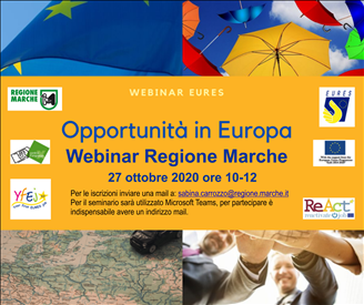 Opportunità in Europa - Webinar della Regione Marche