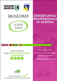 Opportunità in Europa - Webinar Regione Marche del 20 dicembre 2022