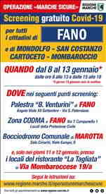 Parte da domani fino al 13 gennaio lo screening per i cittadini di Fano, Mondolfo, San Costanzo, Mombaroccio e Cartoceto