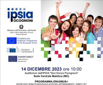 Evento conclusivo “Erasmus+ Accreditamento 2020-2027” giovedì 14 dicembre 2023 presso Sede Centrale Matelica (MC)