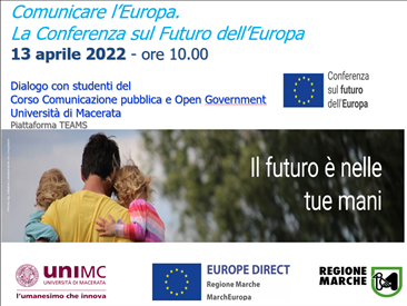 13 aprile 2022, ore 10.00 – dialogo online “Comunicare l’Europa. La Conferenza sul futuro dell’Europa”