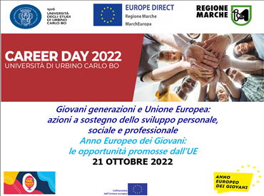 Università di Urbino “Carlo Bo”:  17 - 21 Ottobre Career Day 2022. Presente lo EUROPE DIRECT Regione Marche