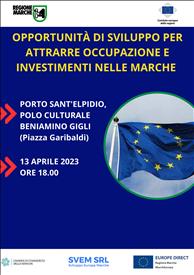 Evento  “Opportunità di sviluppo per attrarre occupazione e investimenti nelle Marche”, 13 aprile 2023 ore 18