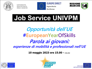 Seminario di orientamento online “Opportunità dell’UE tra nuove professioni e nuove competenze. Parola ai giovani: esperienze di mobilità e professionali”-  10 maggio 2023