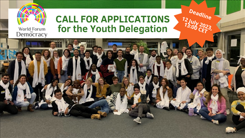 Forum mondiale sulla democrazia a Strasburgo dal 6 all'8 novembre 2023 per giovani 18-30 anni