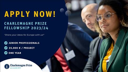  Charlemagne Prize Fellowship 2023/24: borse di ricerca per progetti sul futuro dell’Europa
