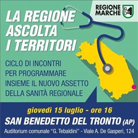 Quarto incontro a San Benedetto del Tronto, giovedì 15 luglio all’Auditorium Tebaldini con sindaci, operatori della sanità e sindacati