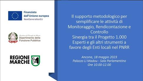 PNRR - progetto 1000 esperti incontro pubblico del 18 maggio 2023 ad Ancona Palazzo Li Madou