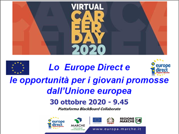 Lo Europe Direct e le opportunità per i giovani promosse dall'UE al Virtual Career Day 2020
