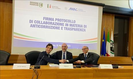 Legalita' e efficienza: la Regione Marche prima in Italia firma due Protocolli con Ministero Interno e Anac e sperimenta una prassi che sara' trasferita ad altre Regioni