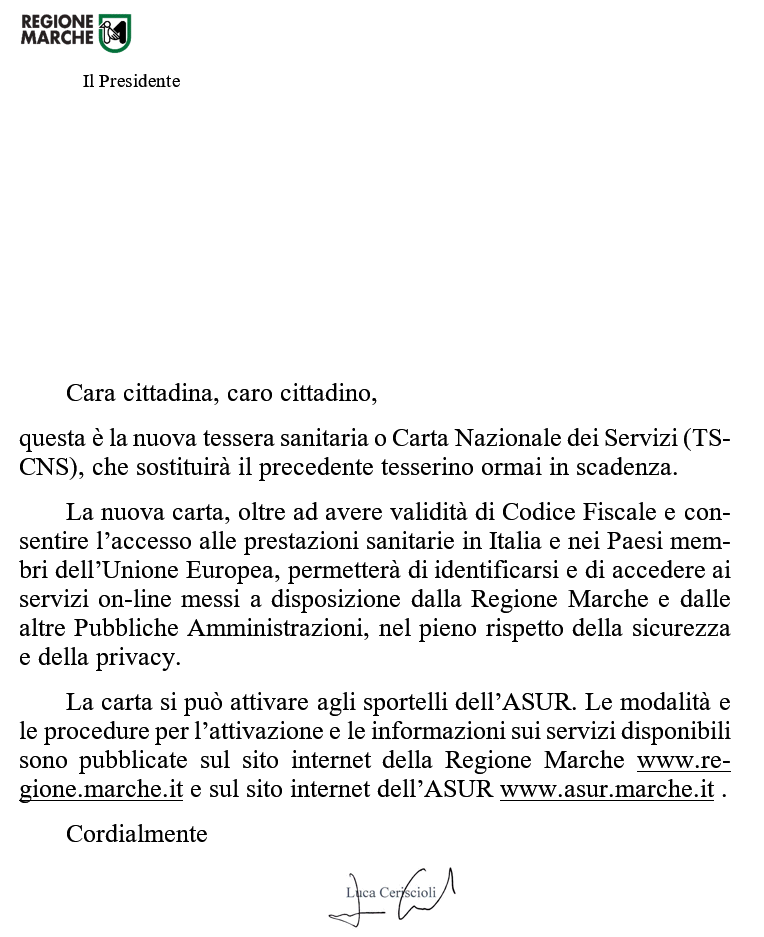 Tessera Sanitaria Carta Nazionale Servizi