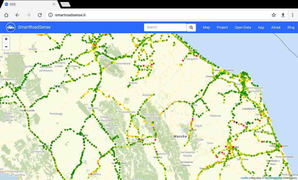 SRS Smart Road Sense - mappa strade rilevate