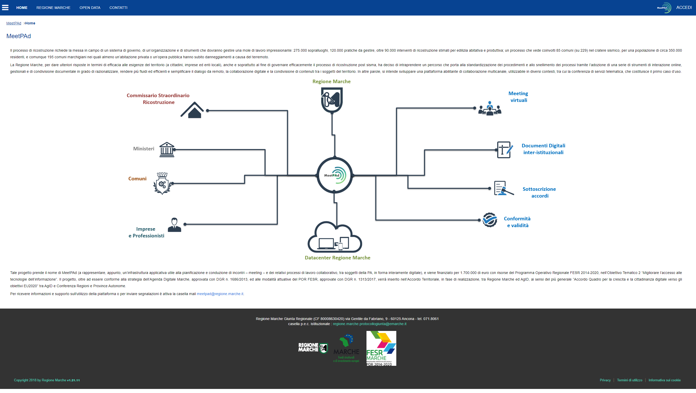 Interfaccia del portale MeetPAD