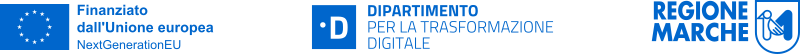 Loghi NextGenerationEU dipartimento Italia digitale e Regione Marche