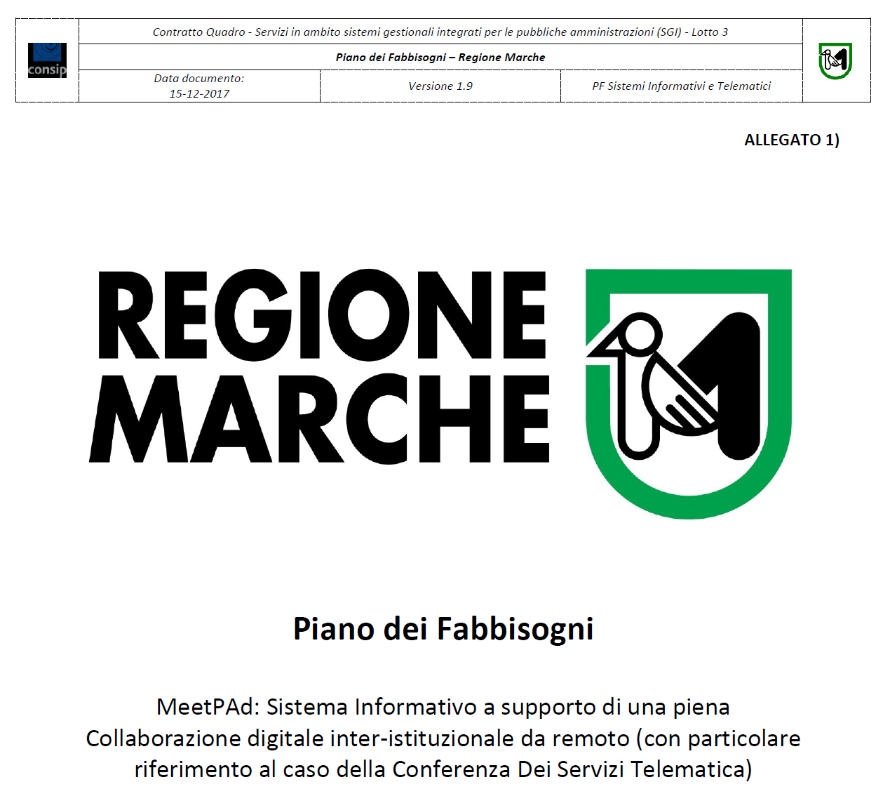 Piano dei Fabbisogni MeetPAd redatto da Regione Marche