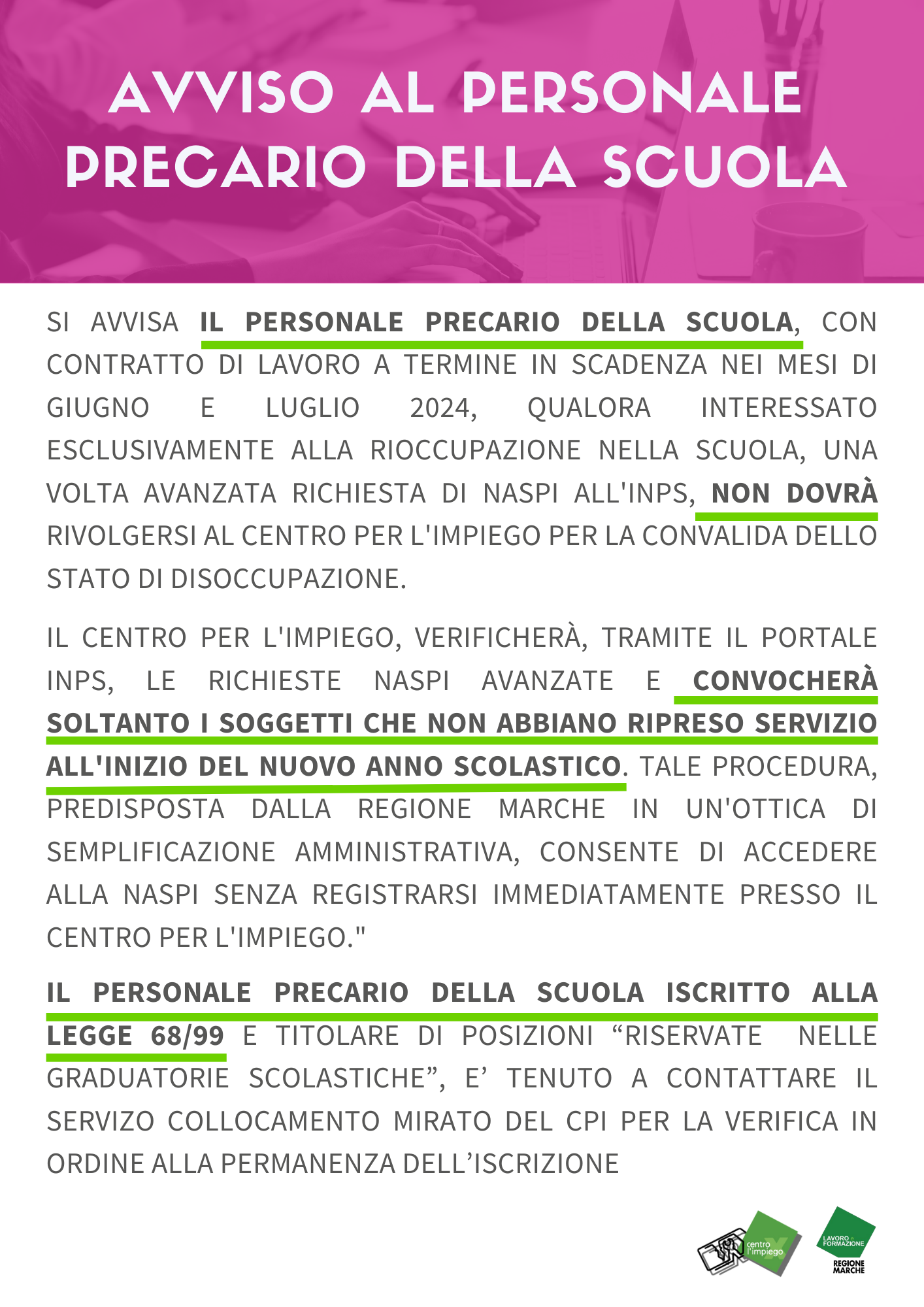 avviso precari scuola